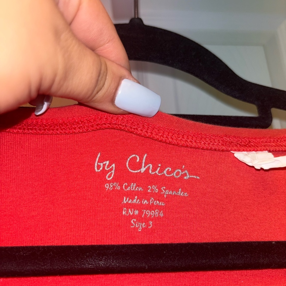 Chico’s Soft Cotton Stretch Tee in Coral Orange | Size 3 (XL / 16–18) - Picture 2 of 3